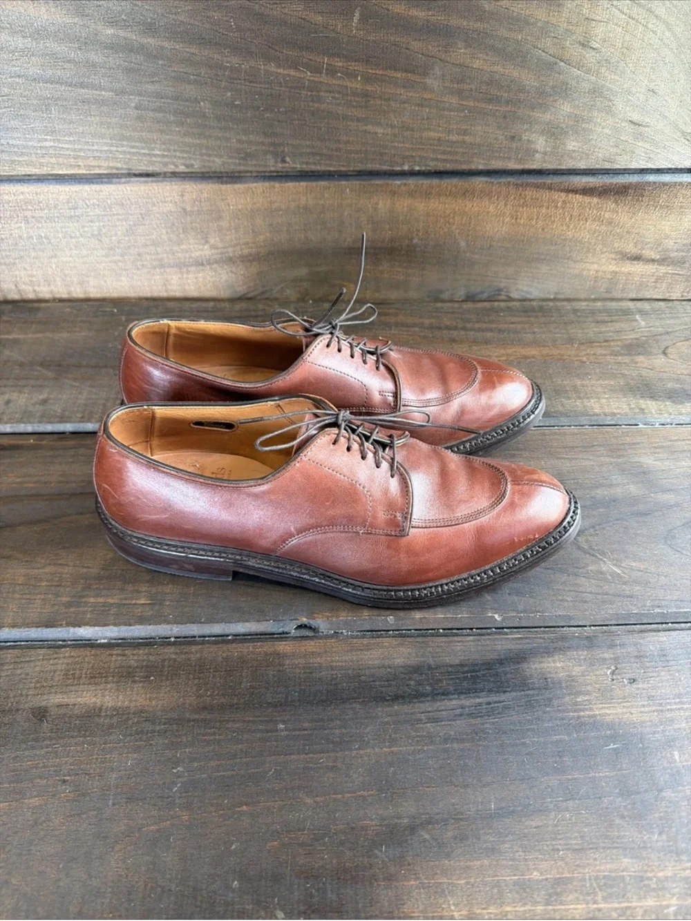 Allen Edmonds Walton Brown Leather Split Toe Oxford Dress Shoes Men Size 10 B